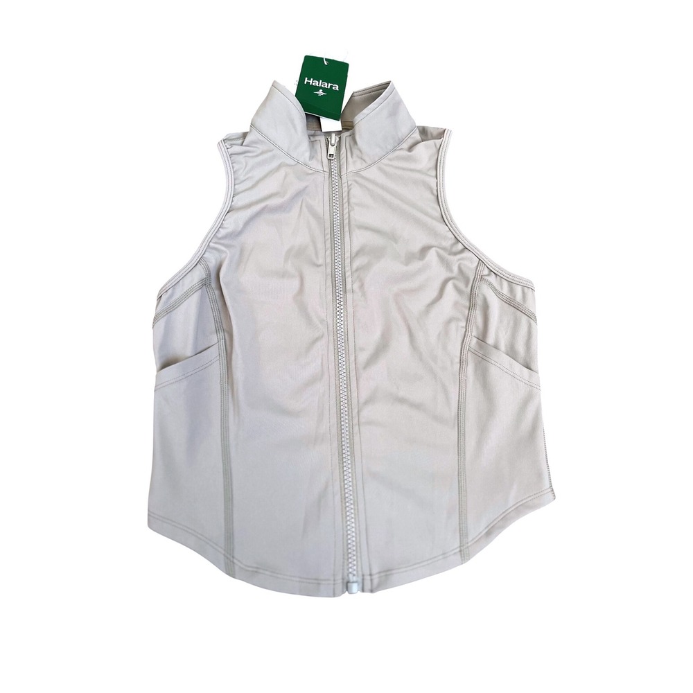 Halara Womens Full Zip Activewear Vest Gray Mock Neck XS NWT